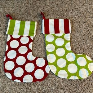 Canvas Polka Dot Christmas Stockings, Set of 2